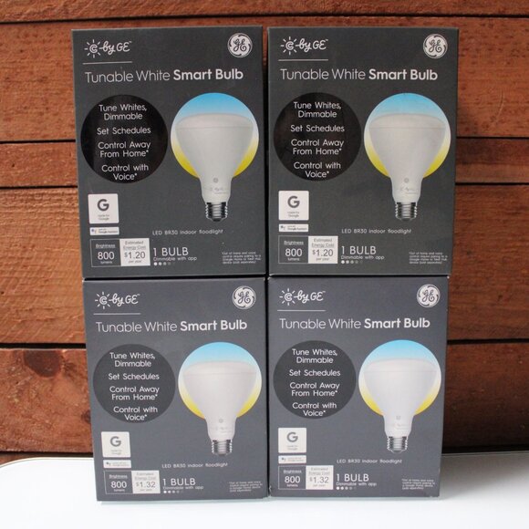 GE C by GE Tunable White Smart Bulb BR30 Bundle of 4 Dimmable LED 800 Lumens New - Picture 1 of 8